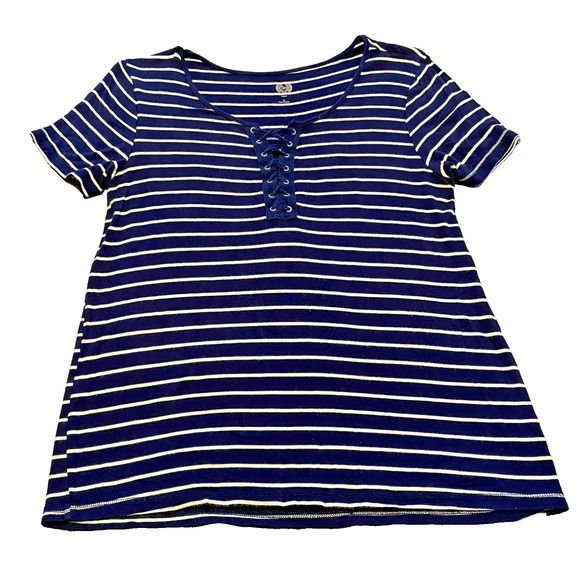 Sonoma Tops - Sonoma Women's Relaxed T-Shirt Medium Blue White Striped Lightweight